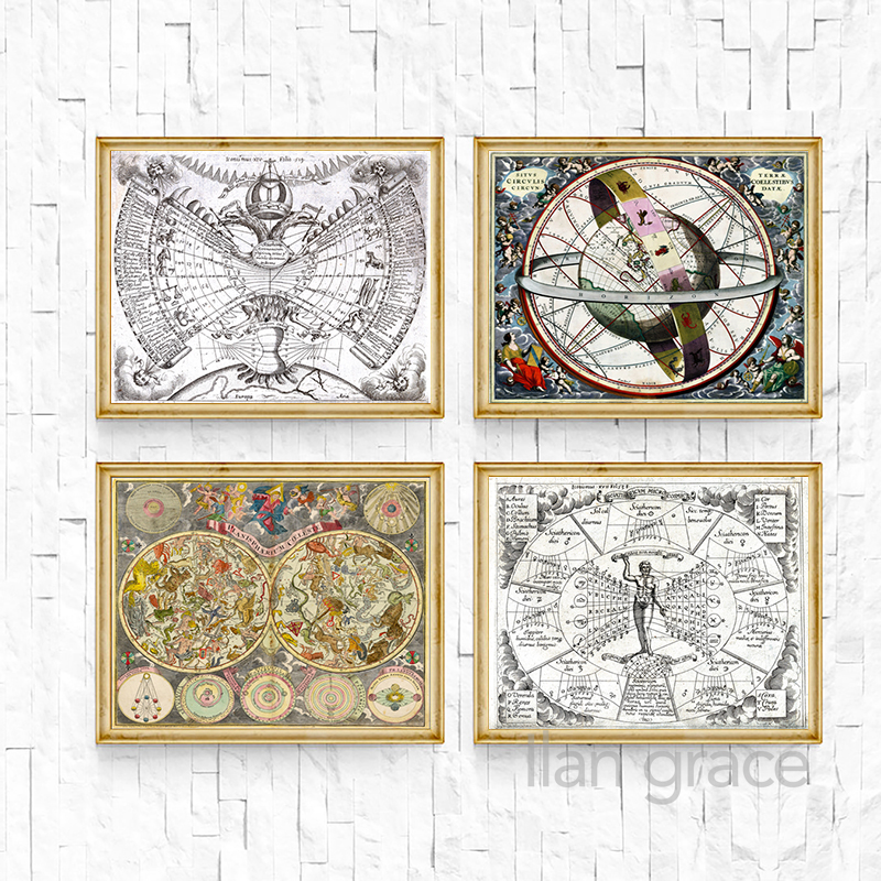 Vintage Astrological Star Char - Star Map Poster avis et prix