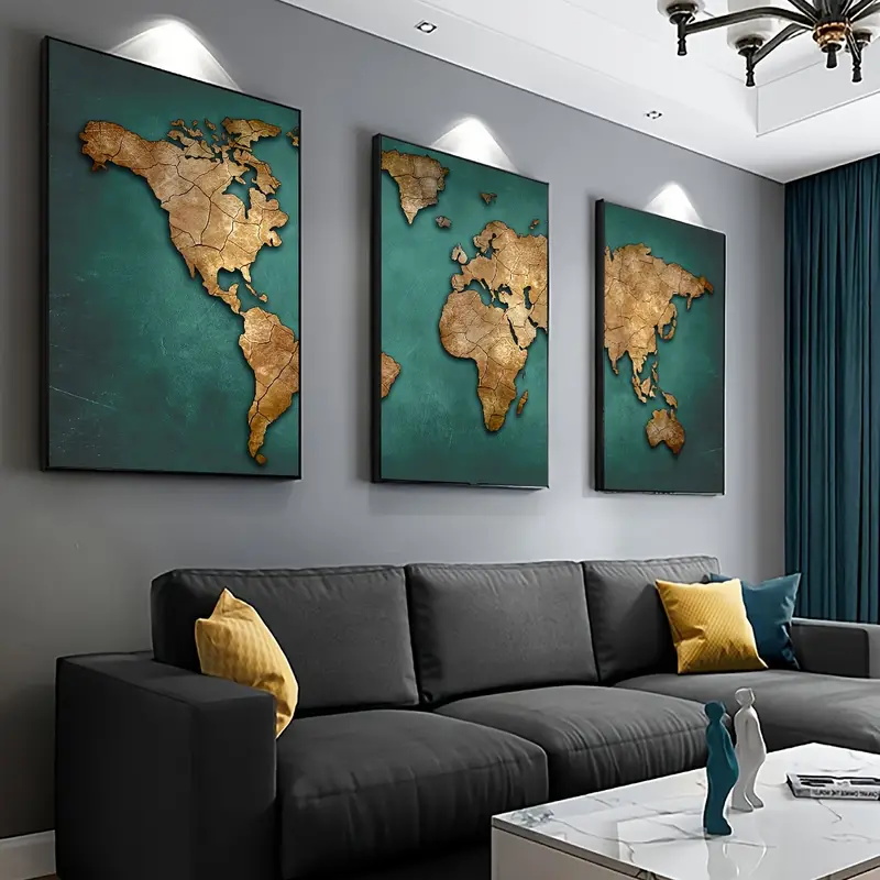 Retro World Map 3pcs/set Canva - Star Map Poster avis et prix