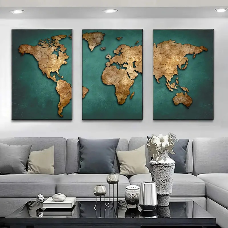 Retro World Map 3pcs/set Canva - Star Map Poster avis et prix