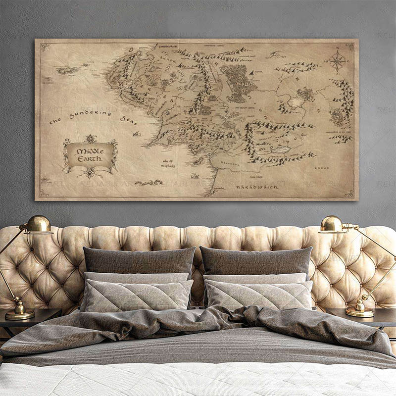 Retro The-Lord-of-Rings Map Po - Star Map Poster avis et prix