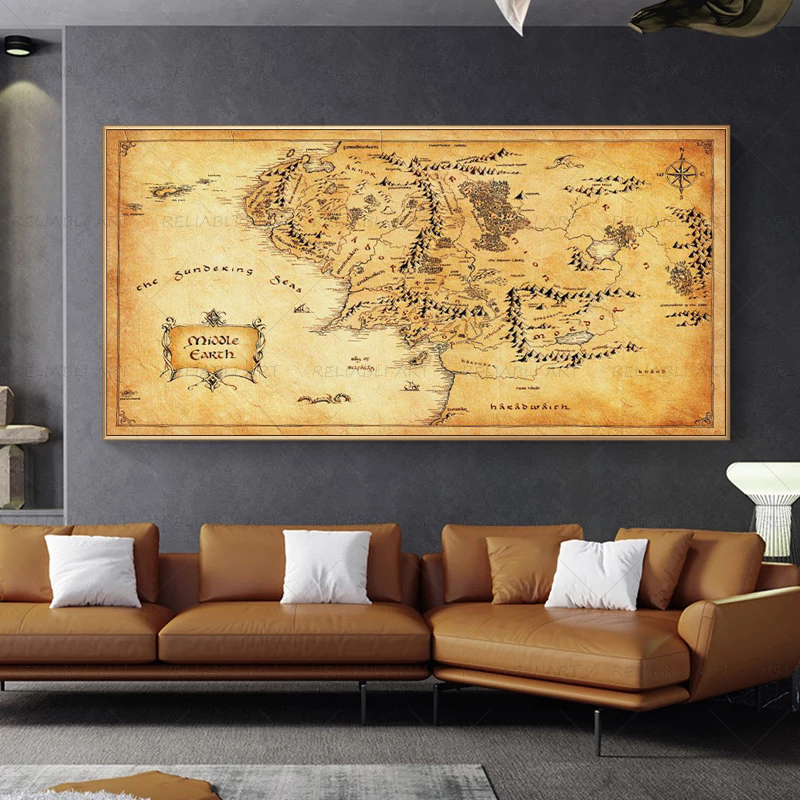Retro The-Lord-of-Rings Map Po - Star Map Poster avis et prix