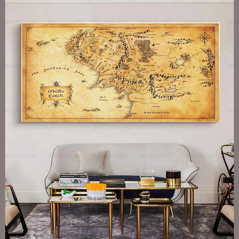 Retro The-Lord-of-Rings Map Po - Star Map Poster avis et prix