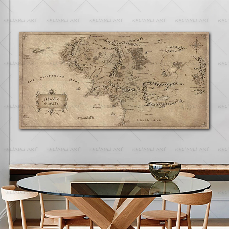 Retro The-Lord-of-Rings Map Po - Star Map Poster avis et prix