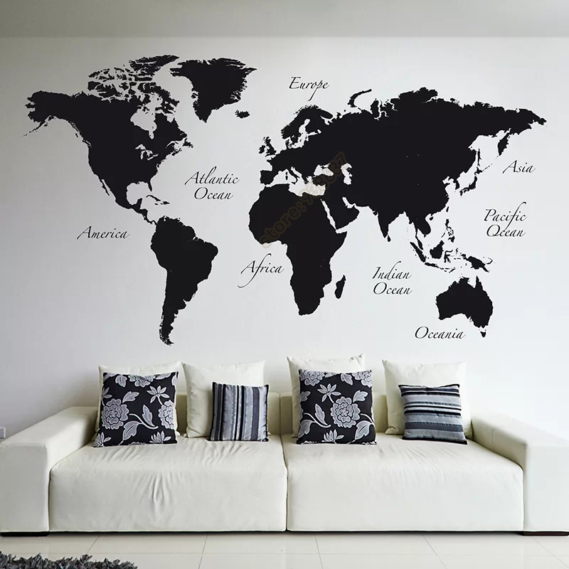 Large World Map Vinyl Wall Dec - Star Map Poster avis et prix